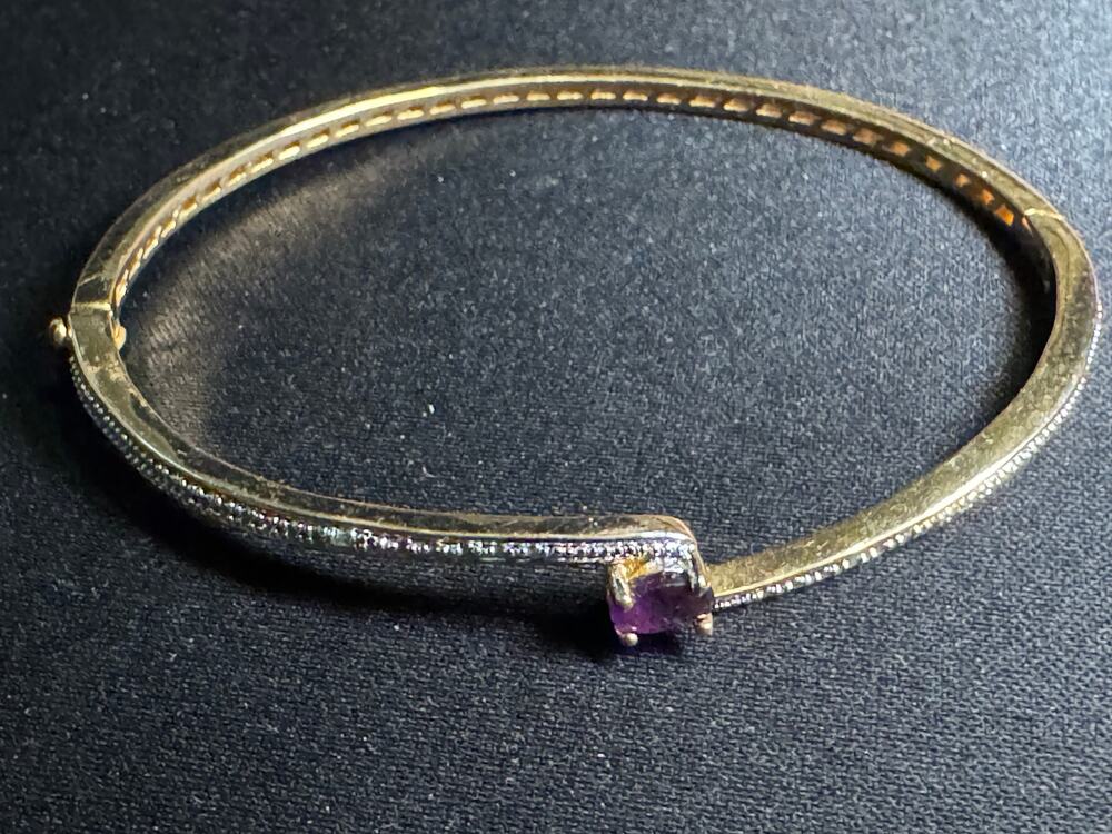 PAJBB Vintage Amethyst Diamond Hinged Bracelet Size 7